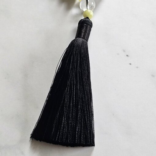 Serpentin („Qinghua Jade“) -Mala mit Seidenquaste – Bild 7