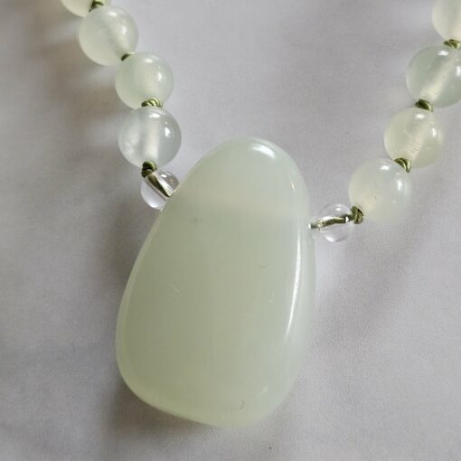 Serpentin-Bergkristall-Mala mit Serpentin-Anhänger – Bild 7
