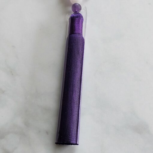 Amethyst-Rosenquarz-Mala, matt, mit Seidenquaste – Bild 7