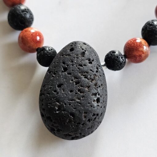 Korallen (rote Schaumkoralle) -Lava-Mala (2) mit Lava-Anhänger (Tropfen) – Bild 7