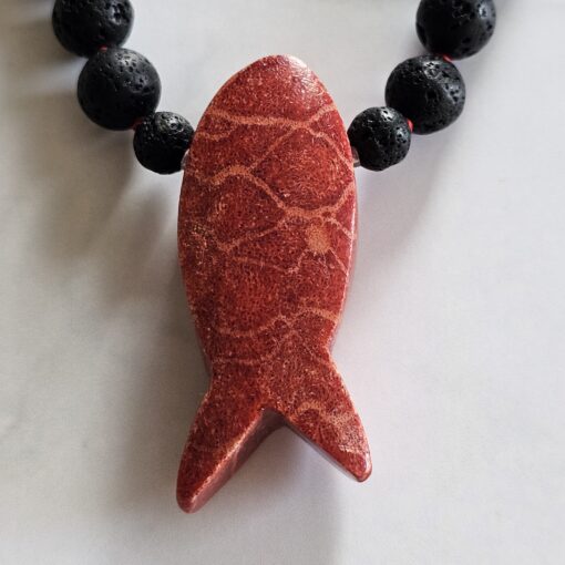 Korallen (rote Schaumkoralle) -Lava-Mala (3) mit Fisch aus roter Schaumkoralle – Bild 7