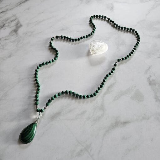 Malachit-Mala (1) mit Malachit-Tropfen und Armband – Bild 7