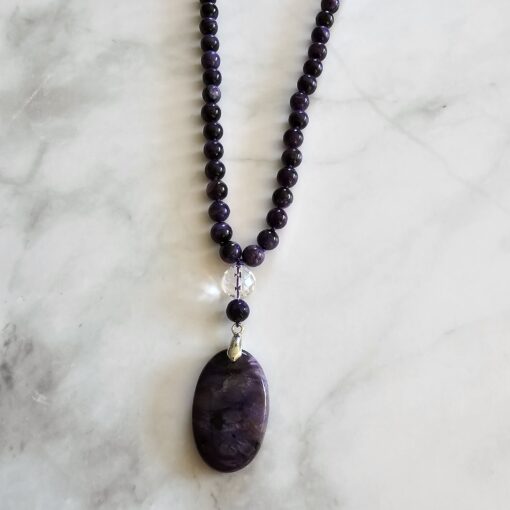 Charoit-Mala (1) mit Charoit-Anhänger und Armband – Bild 8