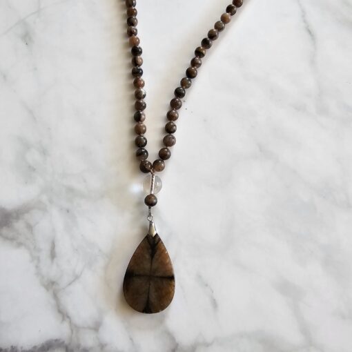 Chiastolith (Andalusit) -Mala mit Chiastolith-Anhänger und Armband – Bild 8
