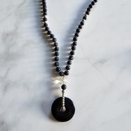 Dumortierit-Mala (1) mit Dumortierit-Donut und Armband – Bild 8