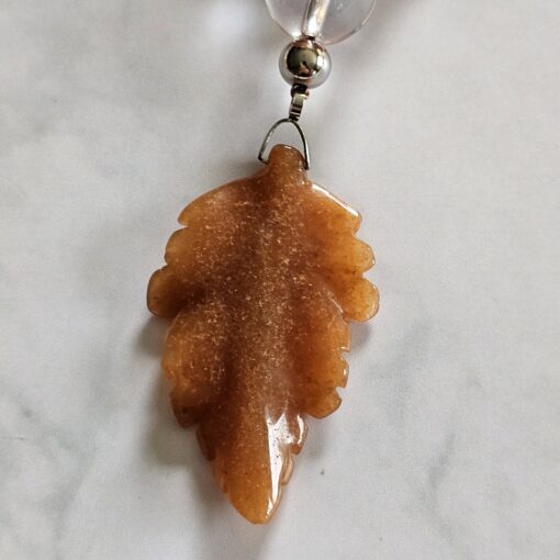 Aventurinquarz-Mala, orangefarben, mit Blatt aus orangefarbenem Aventurinquarz – Bild 8