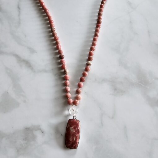Thulit (Mangan-Zoisit) -Mala (1) mit Thulit-Anhänger und Armband – Bild 8