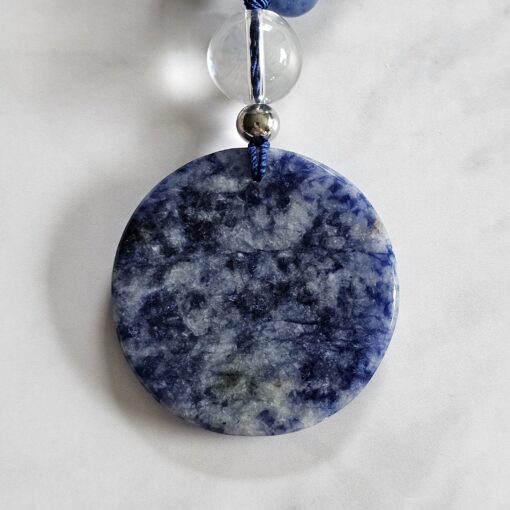 Aventurinquarz (blau) -Bergkristall-Mala mit blauem Aventurinquarz-Anhänger – Bild 8