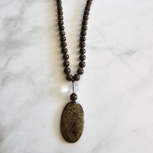 Bronzit-Mala mit Bronzit-Anhänger und Armband – Bild 8