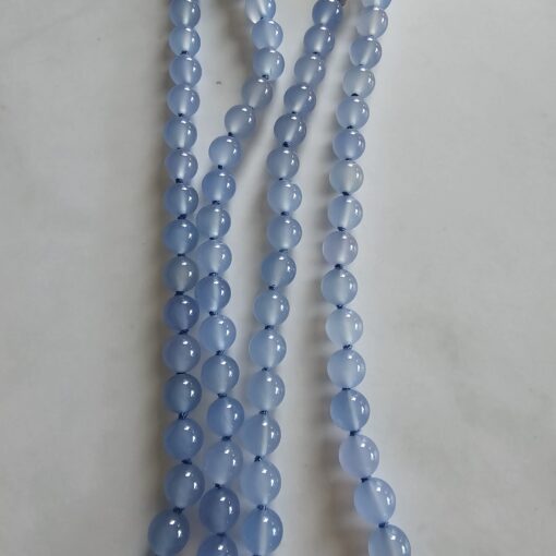 Chalcedon (blau) -Achat (weiß) -Mala mit blau gebändertem Chalcedon-Anhänger – Bild 9
