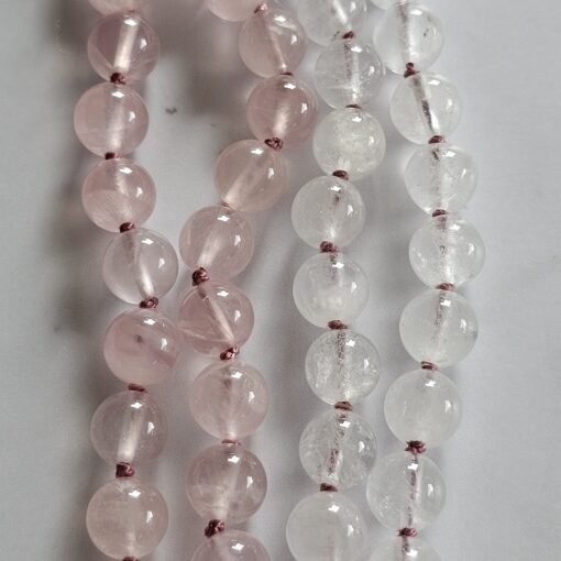 Rosenquarz-Milchquarz-Mala mit Quaste – Bild 9