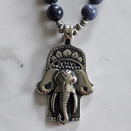 Saphir-Mala mit Edelstahlanhänger und Armband – Bild 9