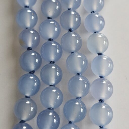 Chalcedon (blau) -Achat (weiß) -Mala mit blau gebändertem Chalcedon-Anhänger – Bild 10