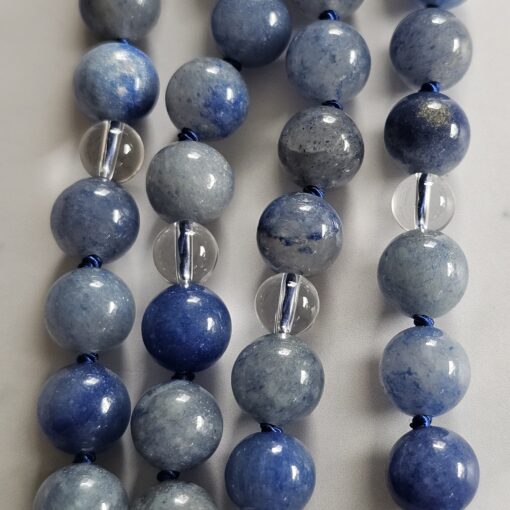 Aventurinquarz (blau) -Bergkristall-Mala mit blauem Aventurinquarz-Anhänger – Bild 10