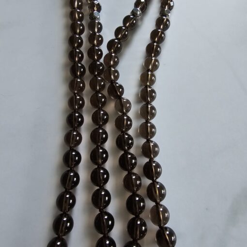Rauchquarz-Mala (teilweise facettiert) mit Rauchquarz-Anhänger und Armband – Bild 11