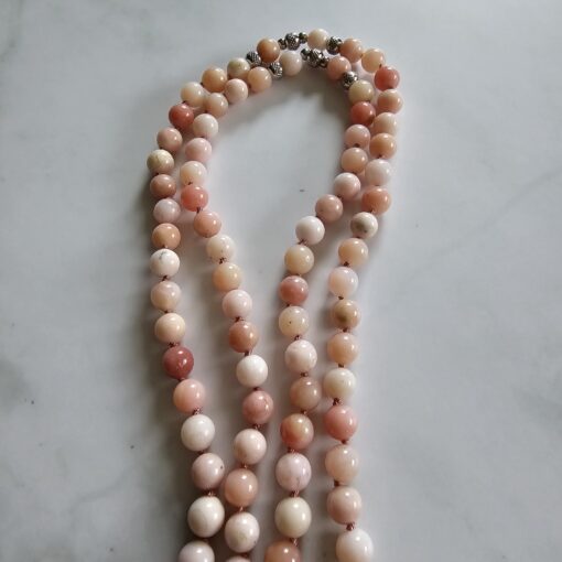 Opal (peruanischer, rosafarbener Opal) -Mala mit Edelstahlanhänger – Bild 11