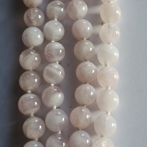 Rosenquarz-Bergkristall (Rosenperlen) -Mala mit Seidenquaste und Armband – Bild 14