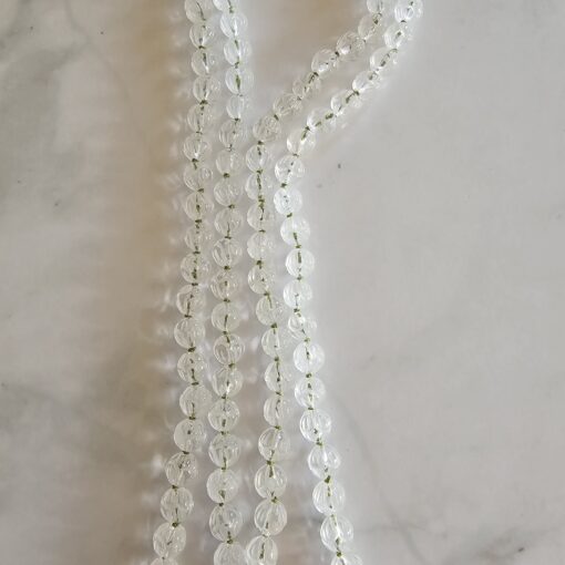 Bergkristall-Lotusperlen-Mala (2) mit Seidenquaste und Armband – Bild 11