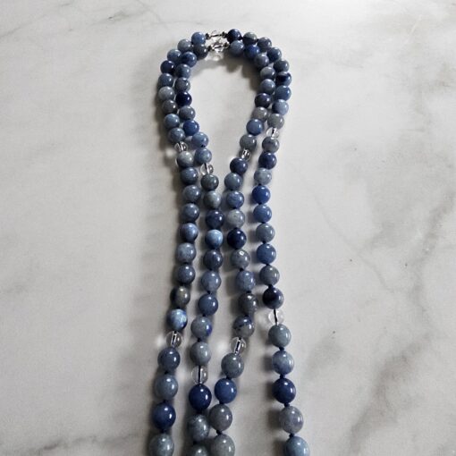 Aventurinquarz (blau) -Bergkristall-Mala mit blauem Aventurinquarz-Anhänger – Bild 11