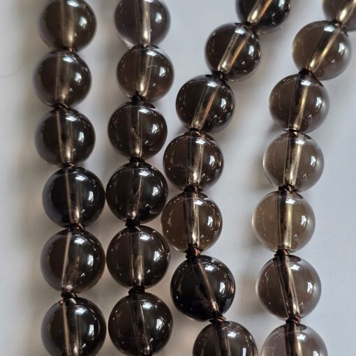 Rauchquarz-Mala (teilweise facettiert) mit Rauchquarz-Anhänger und Armband – Bild 12