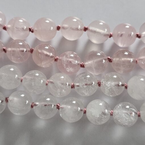Rosenquarz-Milchquarz-Mala mit Quaste – Bild 12