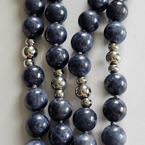 Saphir-Mala mit Edelstahlanhänger und Armband – Bild 12