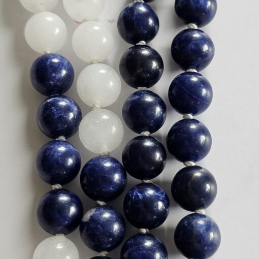 Sodalith-Schneequarz-Mala mit Sodalith-Anhänger und Armband – Bild 12