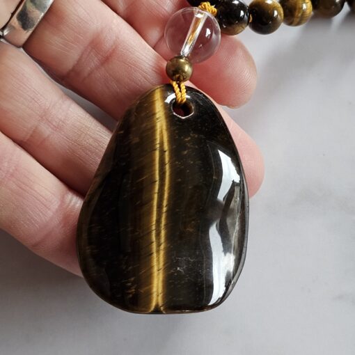 Tigeraugen-Messing-Mala mit Tigeraugen-Anhänger und Armband – Bild 11