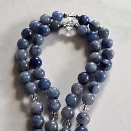 Aventurinquarz (blau) -Bergkristall-Mala mit blauem Aventurinquarz-Anhänger – Bild 12