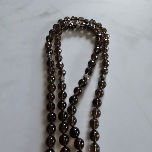 Rauchquarz-Mala (teilweise facettiert) mit Rauchquarz-Anhänger und Armband – Bild 13