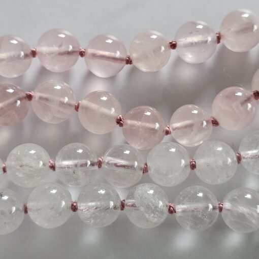 Rosenquarz-Milchquarz-Mala mit Quaste – Bild 13