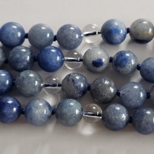 Aventurinquarz (blau) -Bergkristall-Mala mit blauem Aventurinquarz-Anhänger – Bild 13