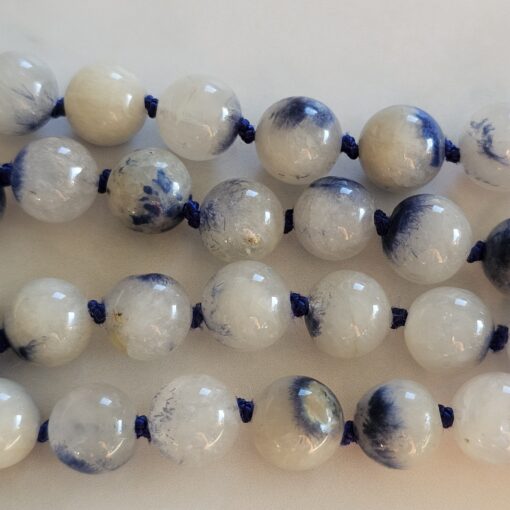 Dumortierit (Dumortierit in Quarz) -Mala mit Seidenquaste und Armband – Bild 14