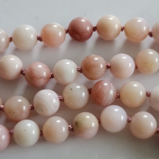 Opal (peruanischer, rosafarbener Opal) -Mala mit Edelstahlanhänger – Bild 14