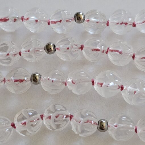 Bergkristall-Lotusperlen-Mala (1) mit Edelstahlanhänger und Armband – Bild 14