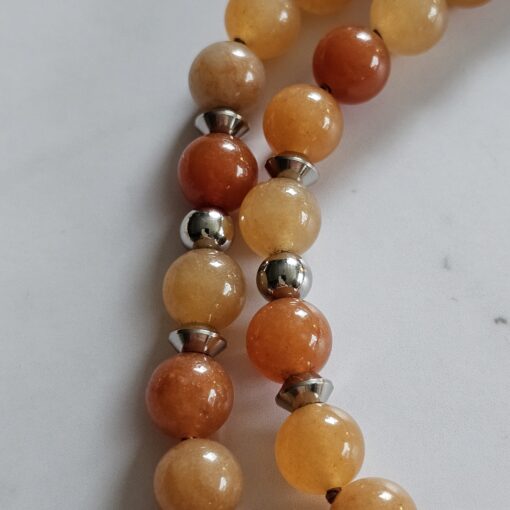 Aventurinquarz-Mala, orangefarben, mit Blatt aus orangefarbenem Aventurinquarz – Bild 15