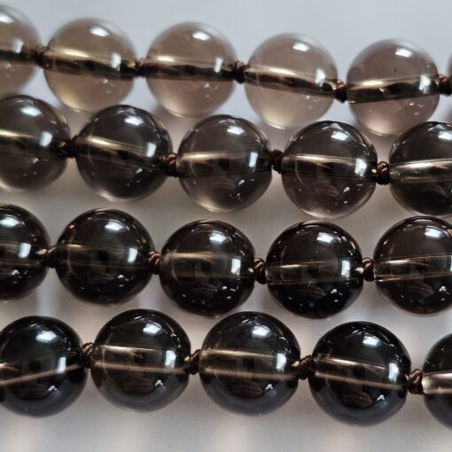 Rauchquarz-Mala (teilweise facettiert) mit Rauchquarz-Anhänger und Armband – Bild 15