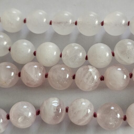 Rhodonit-Rosenquarz-Schneequarz-Mala mit Edelstahlanhänger und Armband – Bild 15