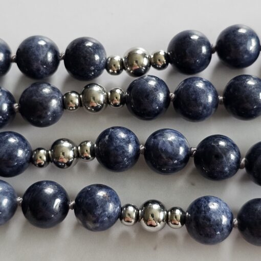 Saphir-Mala mit Edelstahlanhänger und Armband – Bild 15