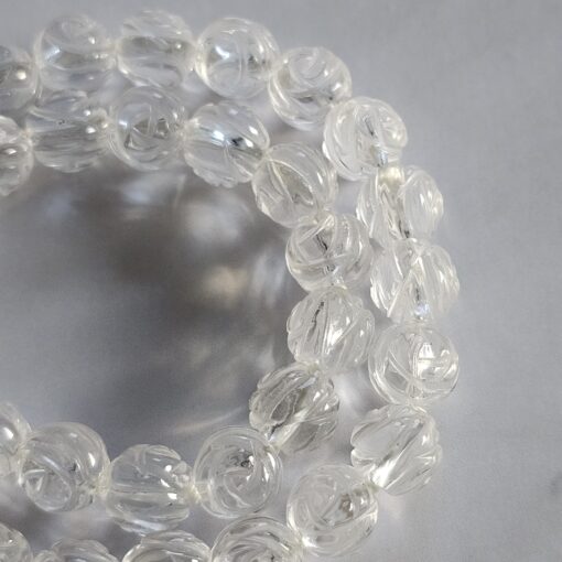 Rosenquarz-Bergkristall (Rosenperlen) -Mala mit Seidenquaste und Armband – Bild 16