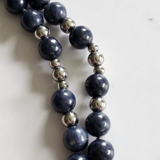 Saphir-Mala mit Edelstahlanhänger und Armband – Bild 16
