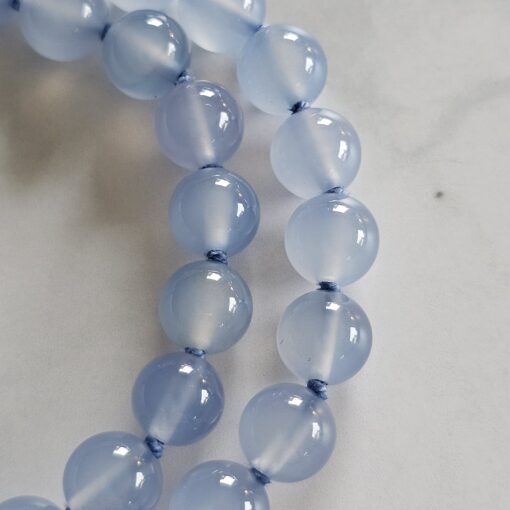 Chalcedon (blau) -Achat (weiß) -Mala mit blau gebändertem Chalcedon-Anhänger – Bild 17
