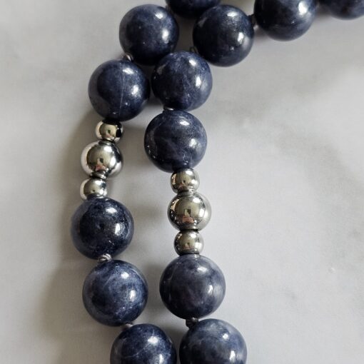Saphir-Mala mit Edelstahlanhänger und Armband – Bild 17