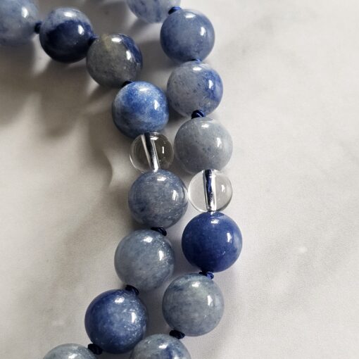 Aventurinquarz (blau) -Bergkristall-Mala mit blauem Aventurinquarz-Anhänger – Bild 17