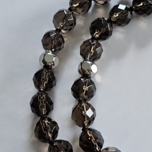 Rauchquarz-Mala (teilweise facettiert) mit Rauchquarz-Anhänger und Armband – Bild 18
