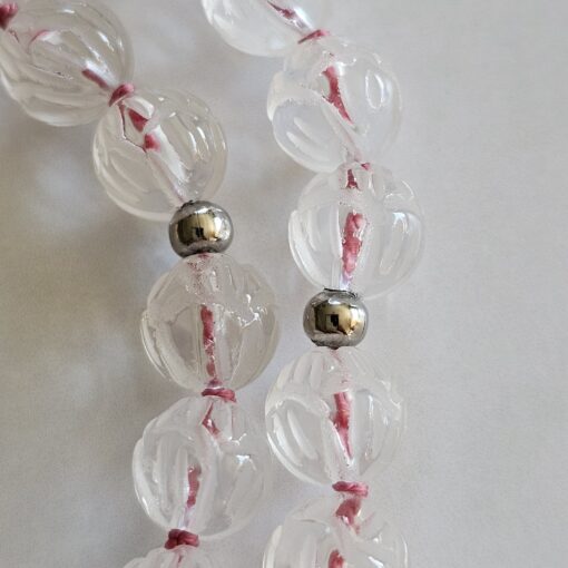Bergkristall-Lotusperlen-Mala (1) mit Edelstahlanhänger und Armband – Bild 18