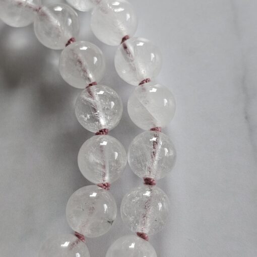 Rosenquarz-Milchquarz-Mala mit Quaste – Bild 20