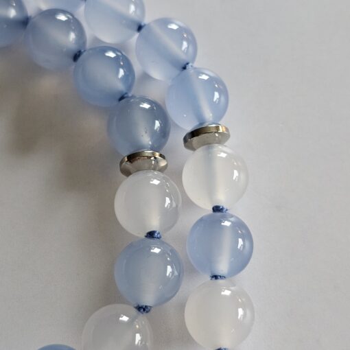 Chalcedon (blau) -Achat (weiß) -Mala mit blau gebändertem Chalcedon-Anhänger – Bild 19