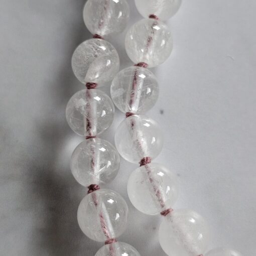 Rosenquarz-Milchquarz-Mala mit Quaste – Bild 19