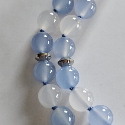 Chalcedon (blau) -Achat (weiß) -Mala mit blau gebändertem Chalcedon-Anhänger – Bild 20